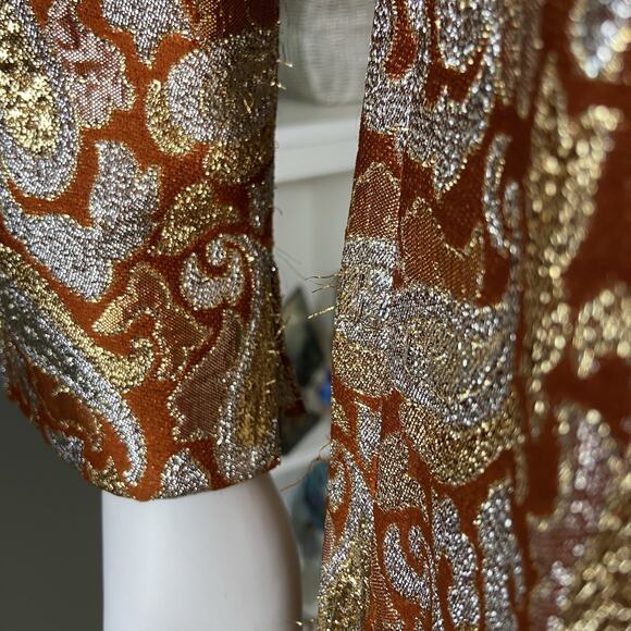 Vintage 60s Romantica Victor Costa Metallic Brocade Paisley Mini Shift Dress - Picture 10 of 11